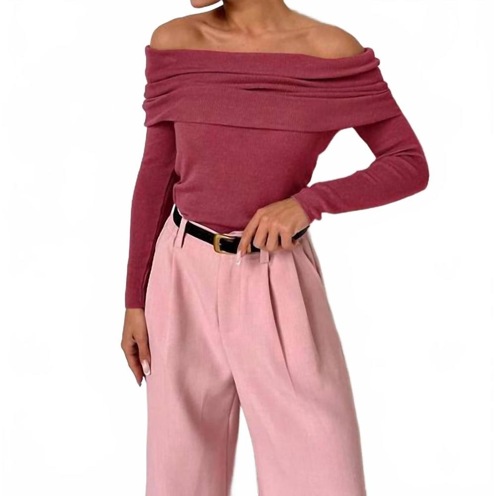 NEW SWEETKAMA off the shoulder knit top in raspberry pink crush